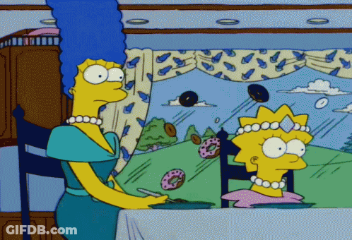 Marge And Lisa Simpson Eating Donuts GIF