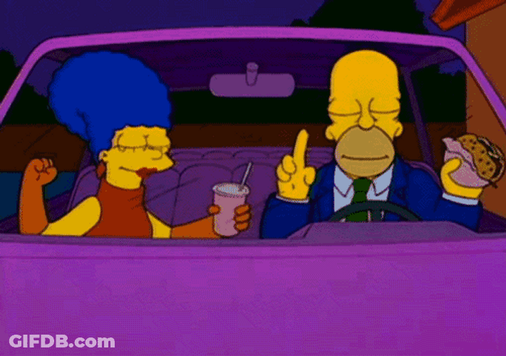 Marge Homer Simpson Dancing In Car GIF
