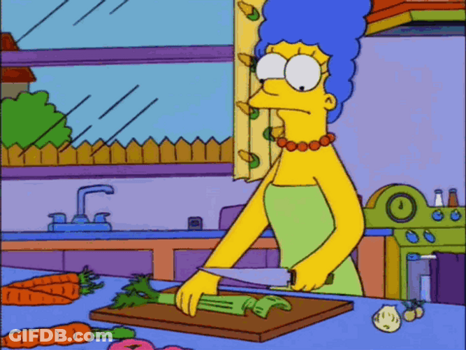 Marge Simpson Cutting Celery GIF