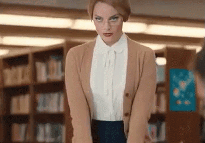 Margot Robbie Silence In The LIbrary GIF