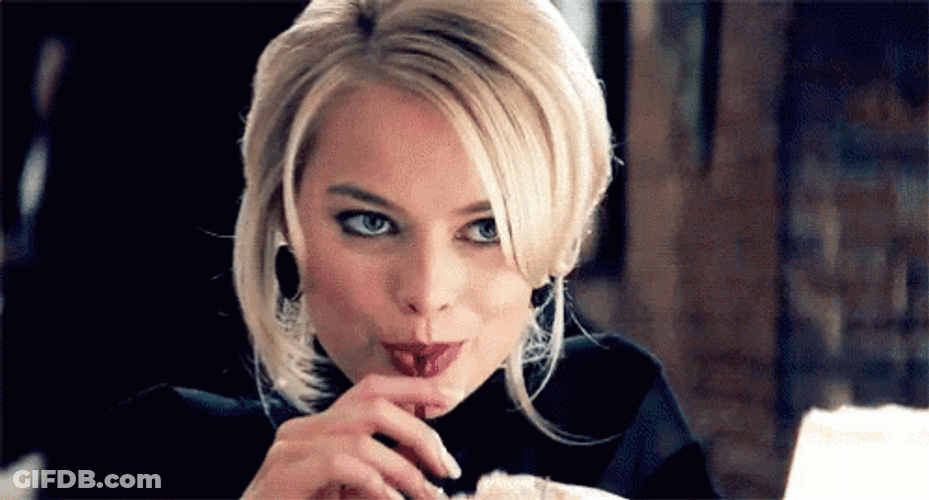 Margot Robbie Teasing Sipping Coktail GIF