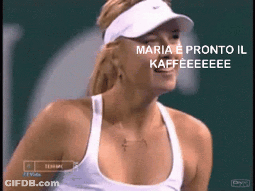 Maria E Pronto Il Kaffeeeee Is Written On A Tennis Player GIF