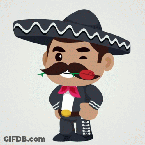 Mariachi Holding Rose In Mouth GIF