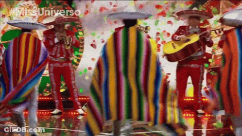 Mariachi Players Dancing In Front Of Miss Universe GIF
