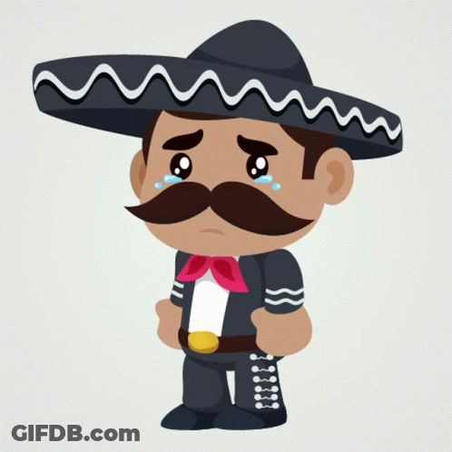 Mariachi With Sombrero And Mustache Crying GIF