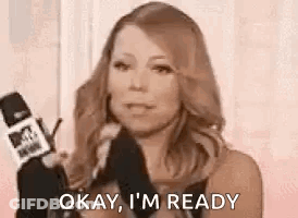 Mariah Carey Holding Microphone Saying Okay I'm Ready GIF