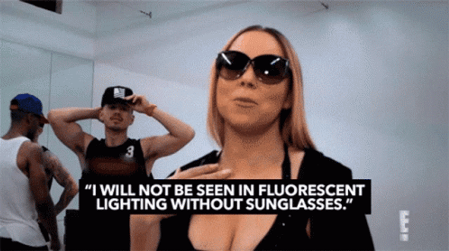 Mariah Wearing Sunglasses In Florescent Lights GIF