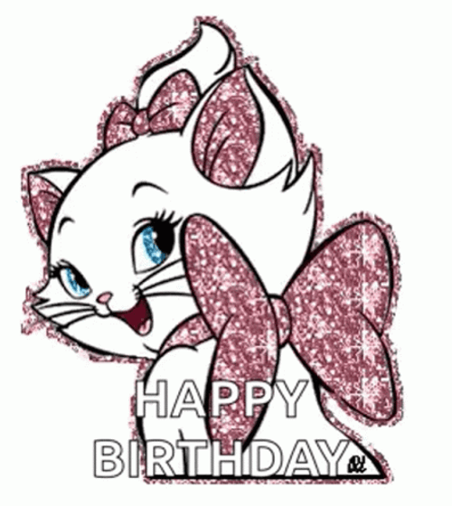Marie Cat Glitter Happy Birthday GIF