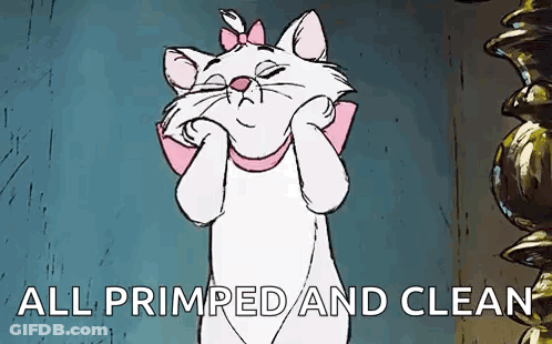 Marie From The Aristocats Covering Face With Paws All Primped And Clean GIF