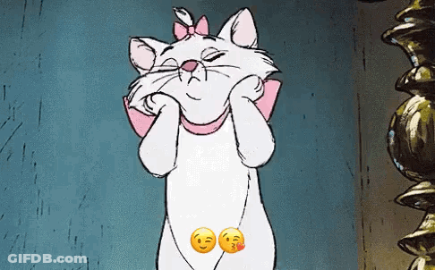 Marie From The Aristocats Is Making A Funny Face With Her Hands . GIF