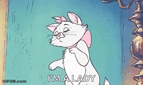 Marie From The Aristocats Is Standing In Front Of A Mirror And Says I 'M A Lady GIF