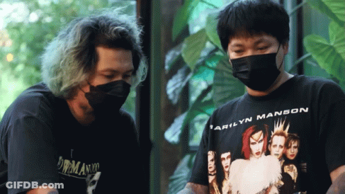 Marilyn Manson Shirt Man Next To Another Man GIF
