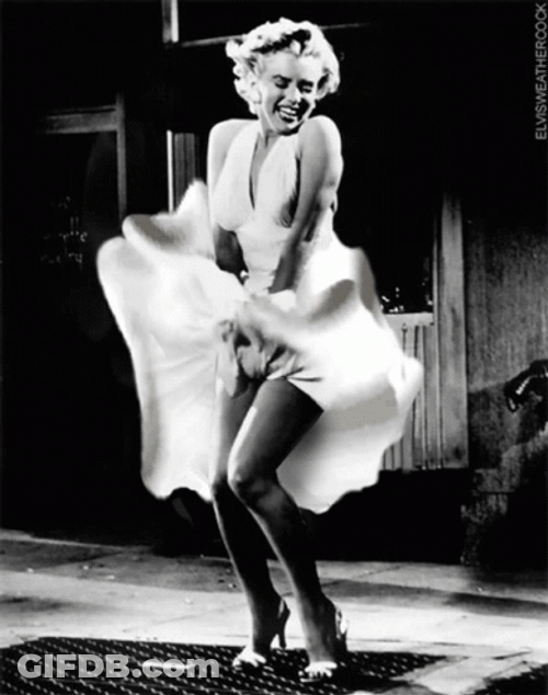 Marilyn Monroe Covering Her Skirt GIF