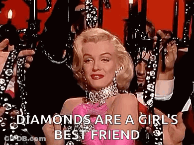 Marilyn Monroe In Pink Dress Holding Diamond Necklace GIF