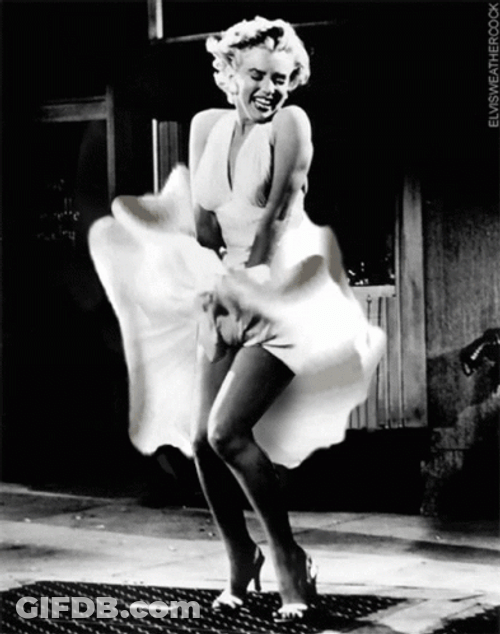 Marilyn Monroe White Dress Skirt Blown GIF