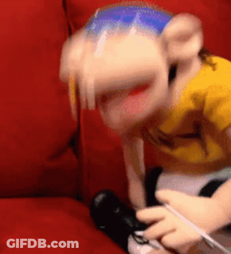 Mario And Jeff Puppet In Front Of McDonald's Happy Meals GIF