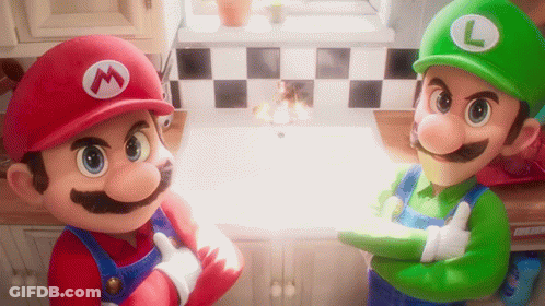 Mario And Luigi Are Standing Next To Each Other GIF