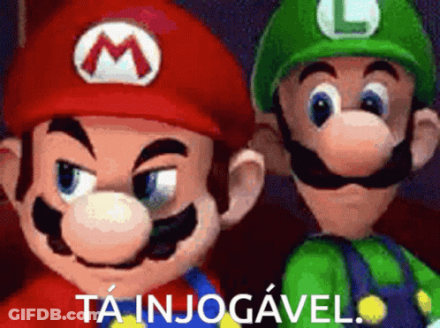 Mario And Luigi Are Standing Next To Each Other With The Words Ta Injogavel In The Corner GIF