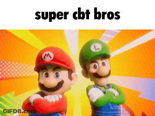 Mario And Luigi Are Standing Next To Each Other With Their Arms Crossed And The Words Super Cbt Bros Above Them GIF