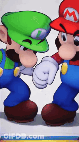 Mario And Luigi Giving Each Other A High Five GIF