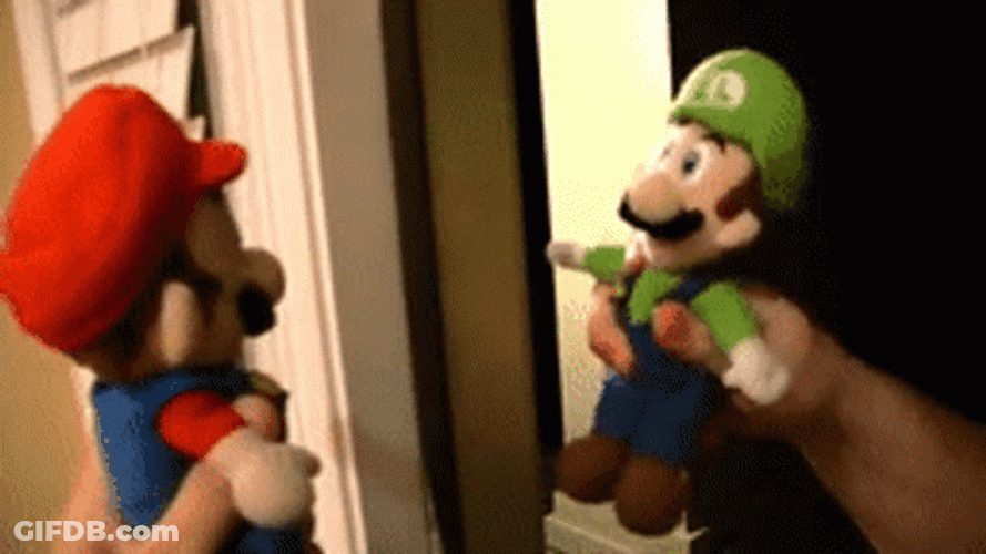 Mario And Luigi Hand Puppets GIF