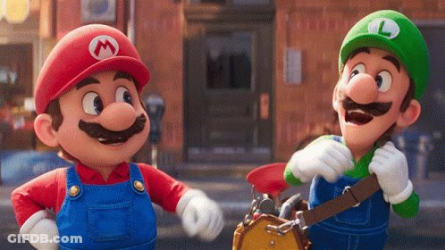 Mario And Luigi Standing Side By Side GIF