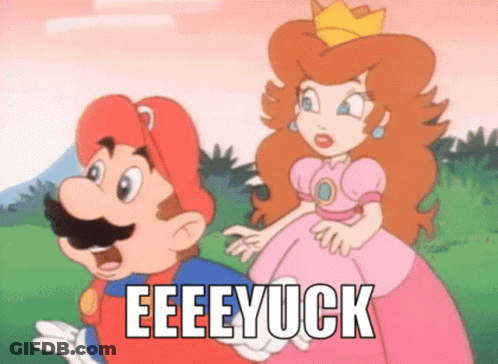 Mario And Princess Peach Eeeeyuck GIF