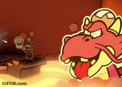 Mario And Red Dragon Paper Cut Outs GIF