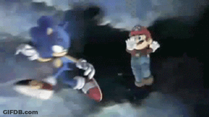 Mario And Sonic Fireball Fight Slow Motion GIF
