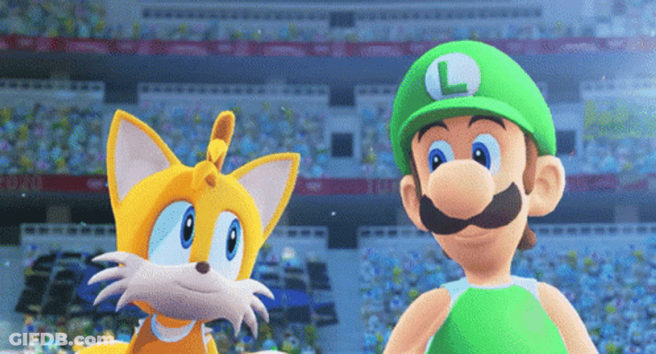 Mario And Sonic Luigi Tails High Five GIF