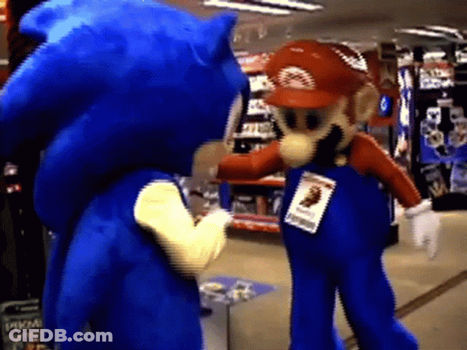 Mario And Sonic Mascot Vibing Dancing GIF