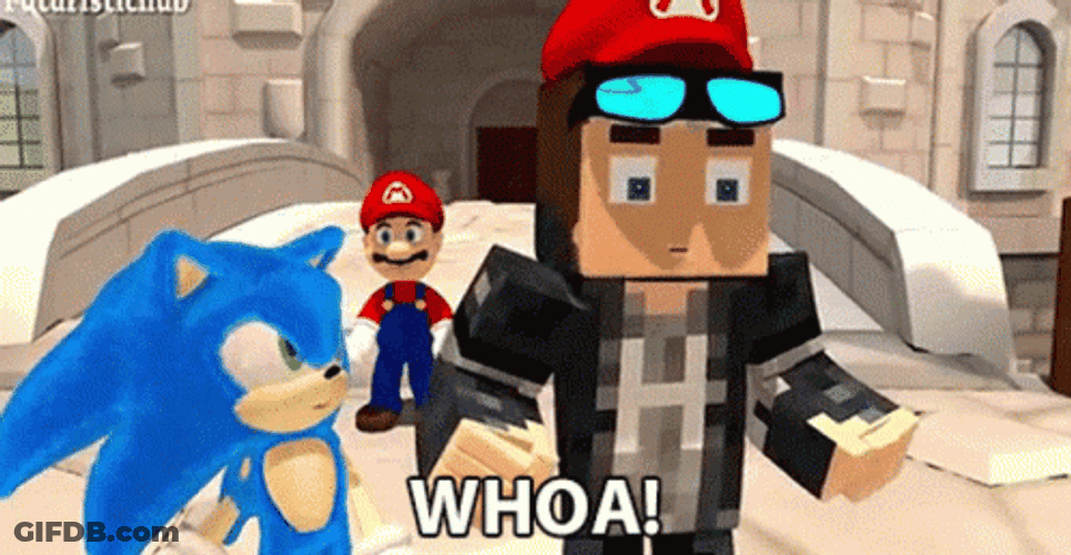 Mario And Sonic Minecraft Whoa GIF