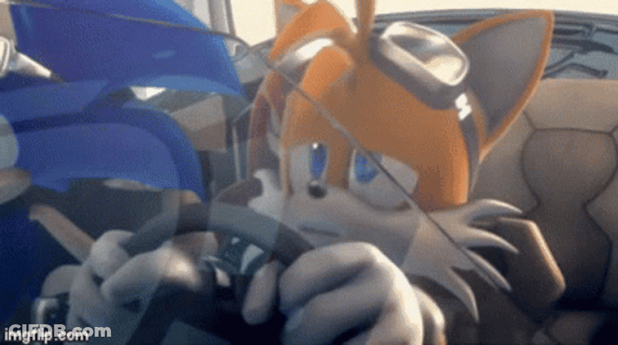 Mario And Sonic Tails Driving GIF