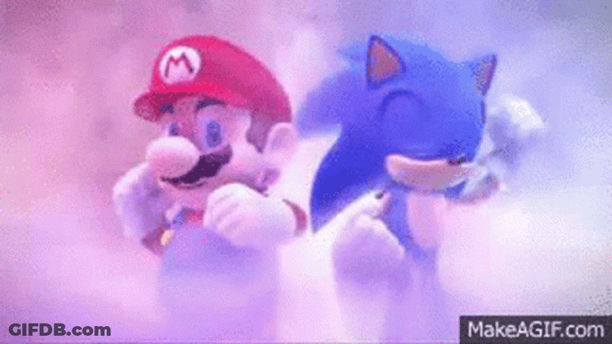 Mario And Sonic Teamwork Fireworks GIF