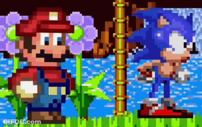 Mario And Sonic Vibing Nod Pixel GIF