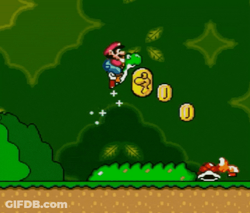 Mario And Yoshi Playing Video Game GIF