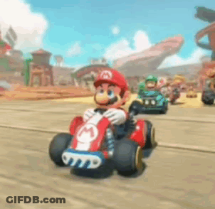 Mario Driving Kart With Other Racers GIF