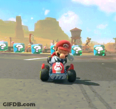 Mario Driving Kart With Question Mark GIF