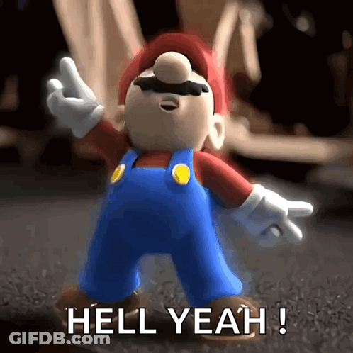 Mario Figurine Saying Hell Yeah GIF