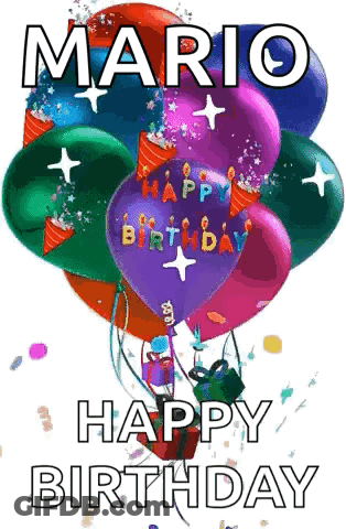 Mario Happy Birthday Balloons GIF