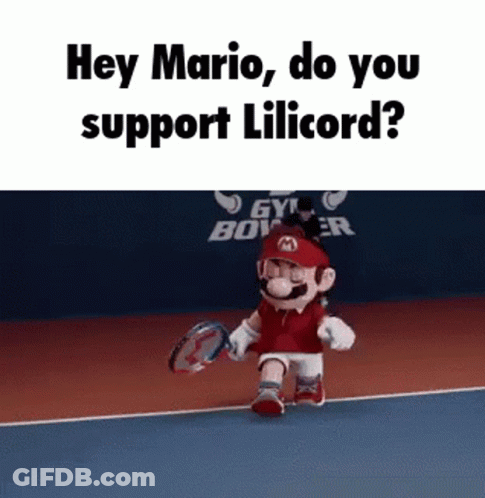 Mario Holding Tennis Racquet Says Hey Mario Do You Support Lillicord GIF