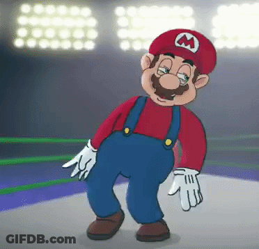 Mario In Red Hat And Suspenders In Boxing Ring GIF