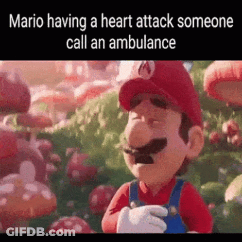 Mario Is Having A Heart Attack And Is Calling An Ambulance . GIF
