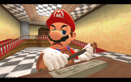 Mario Is Playing A Guitar In A Video Game GIF