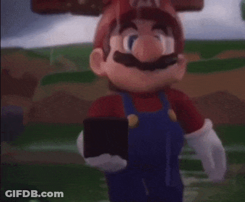 Mario Is Taking A Picture Of Himself With His Phone GIF