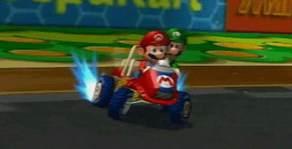 Mario Kart Drifting With Luigi GIF