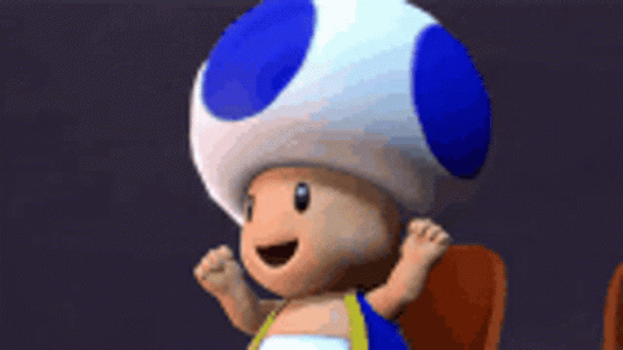 Mario Kart Excited Blue Toad GIF