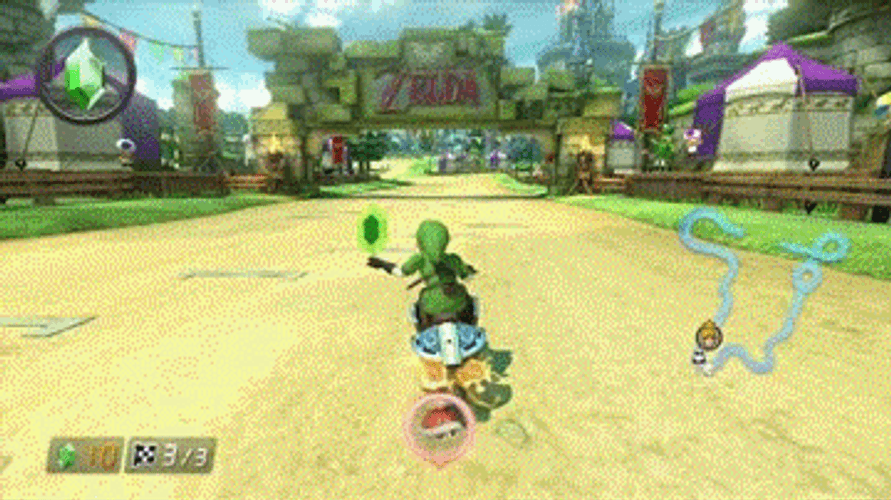 Mario Kart Link Getting Bombed GIF