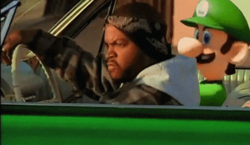 Mario Kart Luigi With Ice Cube GIF