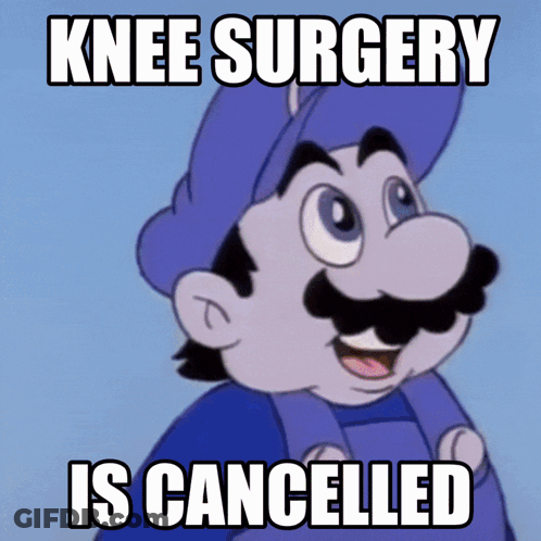 Mario Knee Surgery Cancelled GIF